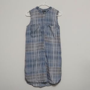 Mossimo Button Down Tank Dress, Blue Plaid, XS